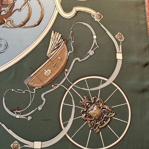 Vintage Hermes Springs Green Tones Silk Scarf designed by Phillipe Ledoux - Picture 6 of 16
